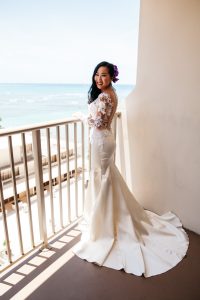 Nhu posing in her wedding dress